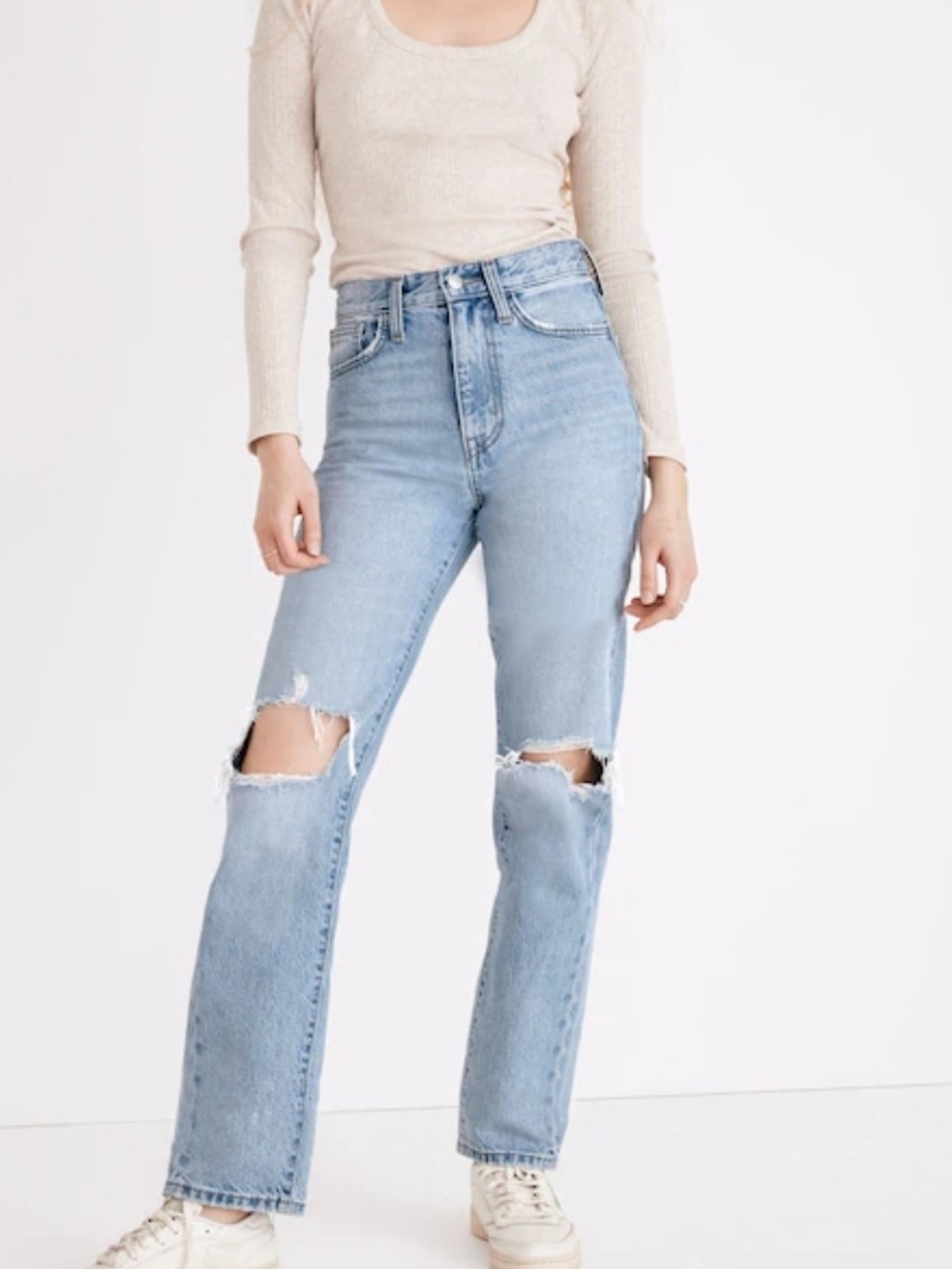 Madewell Perfect Vintage Straight Jean - Knee-Rip Edition - Picture 2 of 6